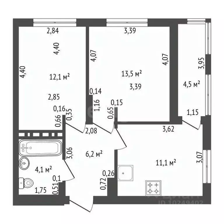 2-к кв. Башкортостан, Уфа ул. Воинов-Интернационалистов, 5 (51.0 м) - Фото 2