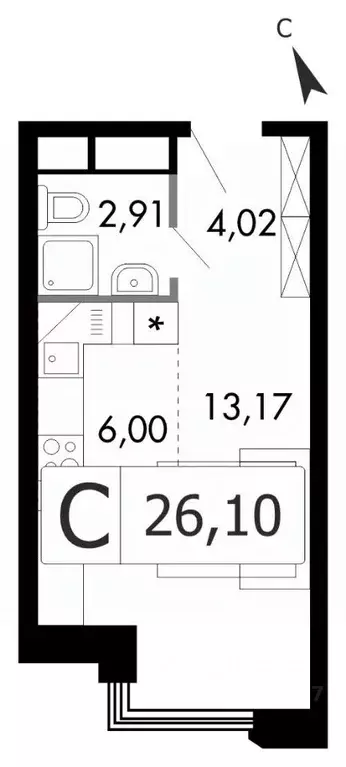 Студия Москва Внуковское поселение, ул. Анны Ахматовой, 11к3 (26.1 м) - Фото 0