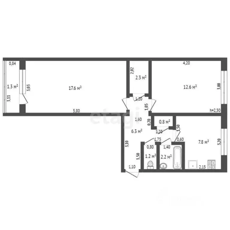 2-к кв. Брянская область, Брянск Орловская ул., 27 (50.8 м) - Фото 1