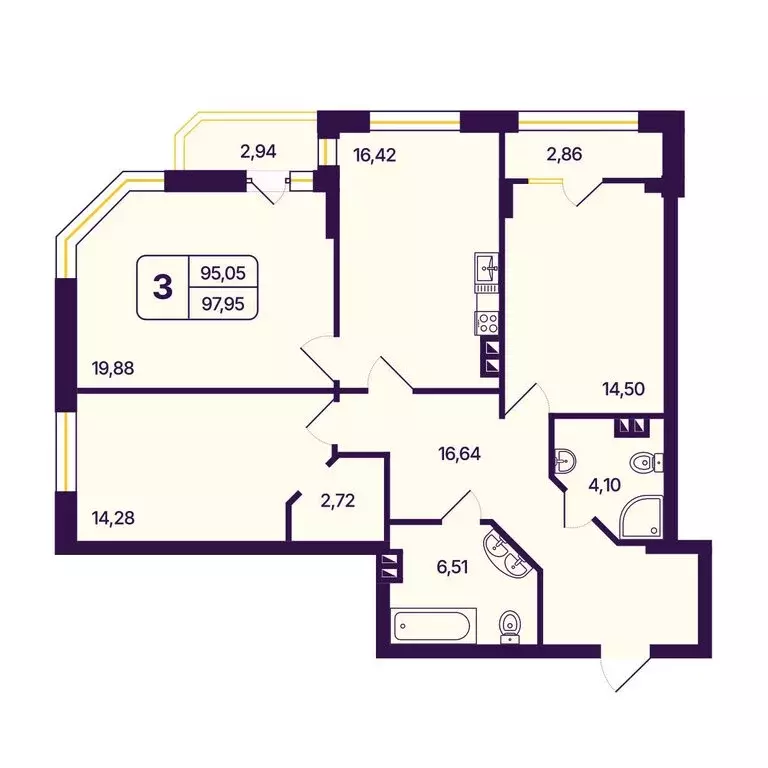 3-комнатная квартира: Новосибирск, Кировский район, Северо-Чемской ... - Фото 0