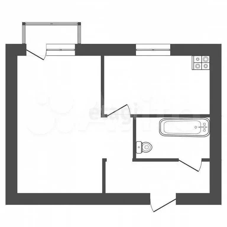 1-к. квартира, 30 м, 1/4 эт. - Фото 0