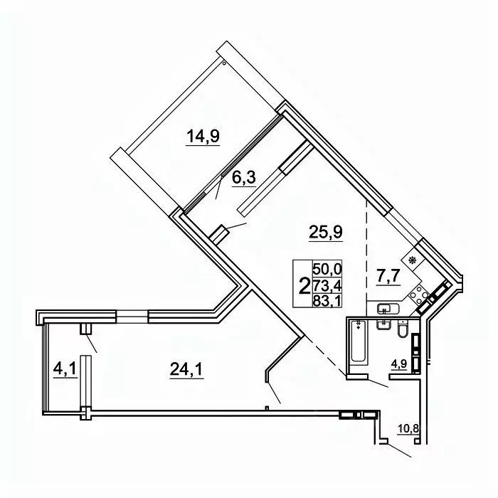 2-к кв. Приморский край, Владивосток Лесная ул., 1В/1 (83.1 м) - Фото 1