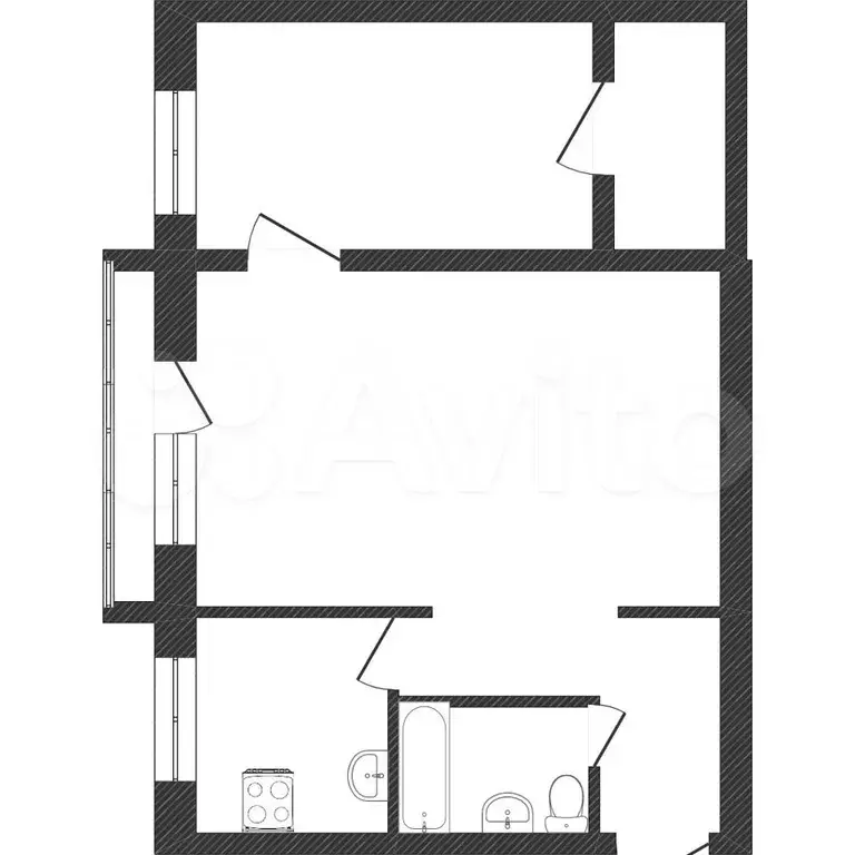 2-к. квартира, 44,6 м, 4/5 эт. - Фото 0