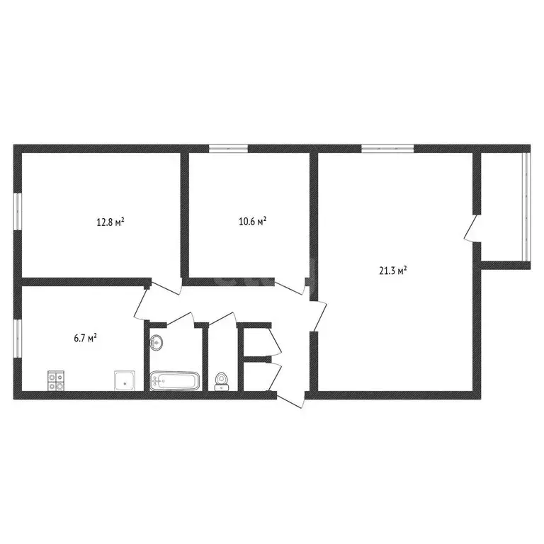 3-комнатная квартира: Черкесск, проспект Ленина, 149 (60.7 м) - Фото 1