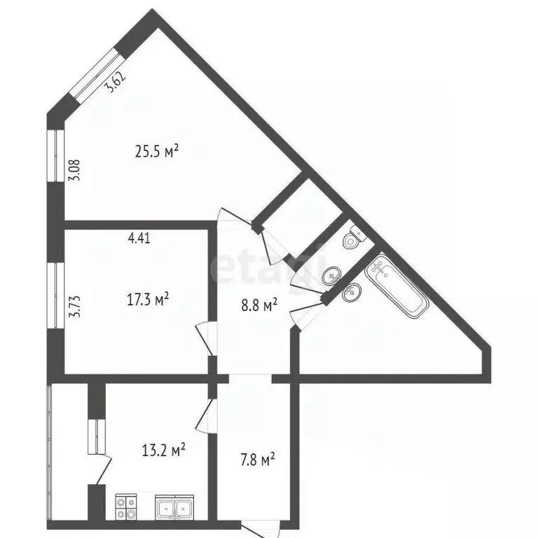 2-к кв. Ярославская область, Ярославль ул. Батова, 14 (87.6 м) - Фото 1