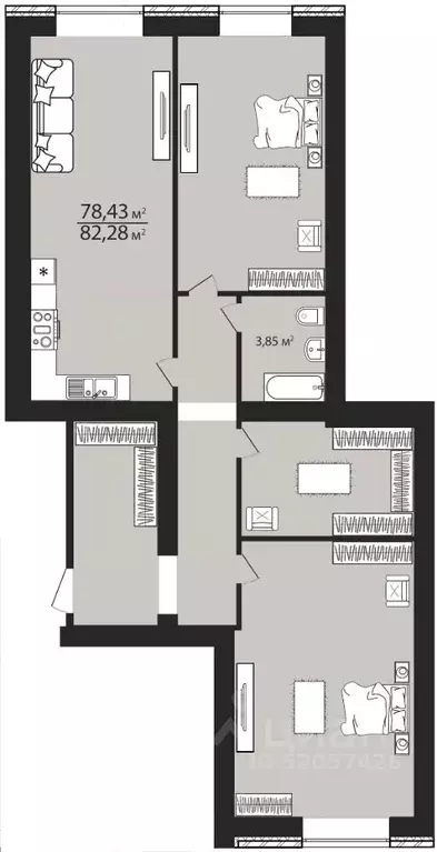 3-к кв. Ульяновская область, Ульяновск ул. Тимирязева, 48А (88.3 м) - Фото 1