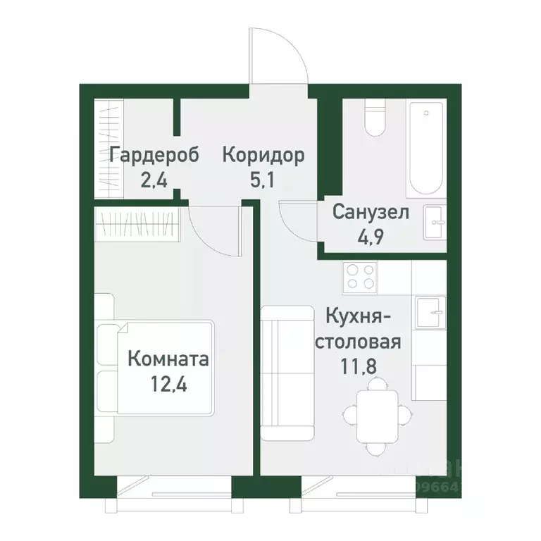 1-к кв. Челябинская область, Челябинский городской округ, пос. ... - Фото 1