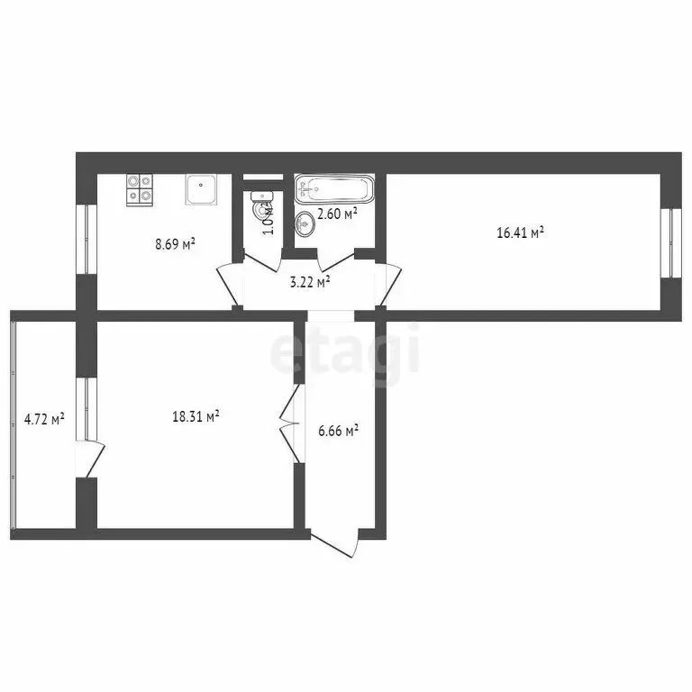 2-комнатная квартира: Челябинск, улица Александра Шмакова, 19 (58 м) - Фото 1