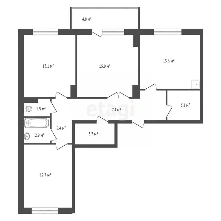 3-к кв. Красноярский край, Красноярск Караульная ул., 82 (78.7 м) - Фото 1
