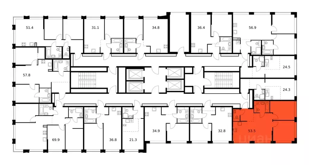 2-к кв. Москва Бусиновский Парк жилой комплекс, 2.3 (53.5 м) - Фото 1