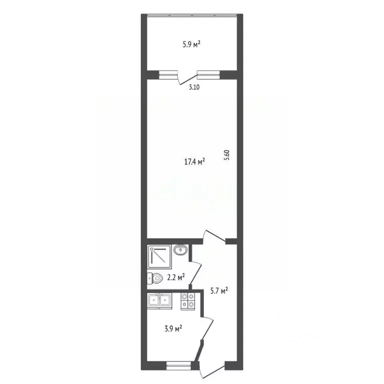 1-к кв. Крым, Ялта ул. Кривошты, 10 (35.1 м) - Фото 1