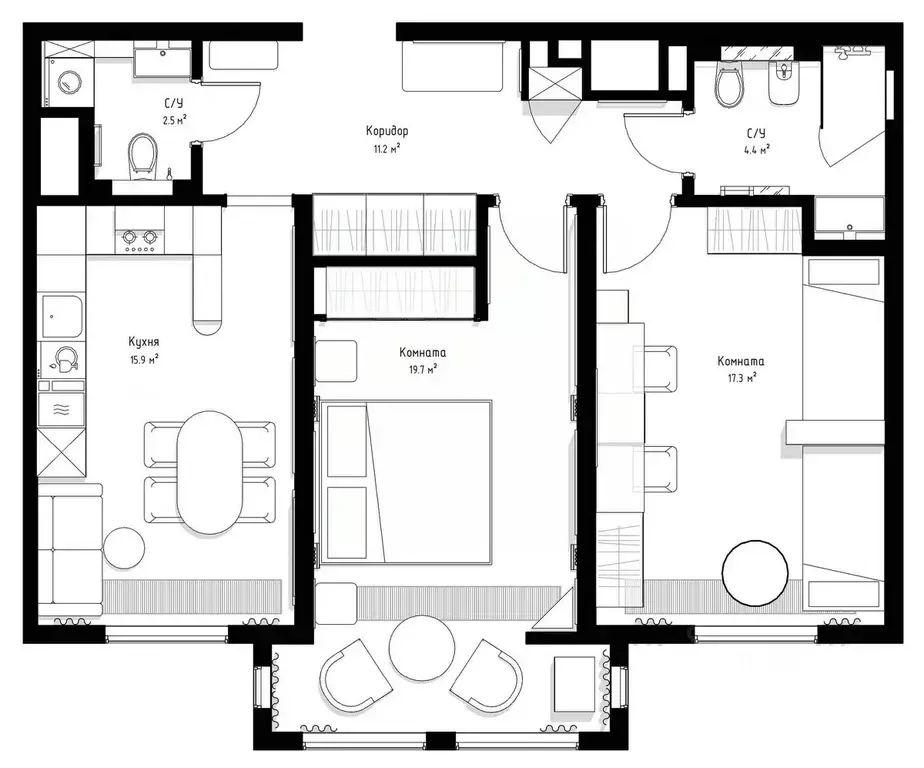 2-к кв. Санкт-Петербург Исполкомская ул., 17 (70.0 м) - Фото 2