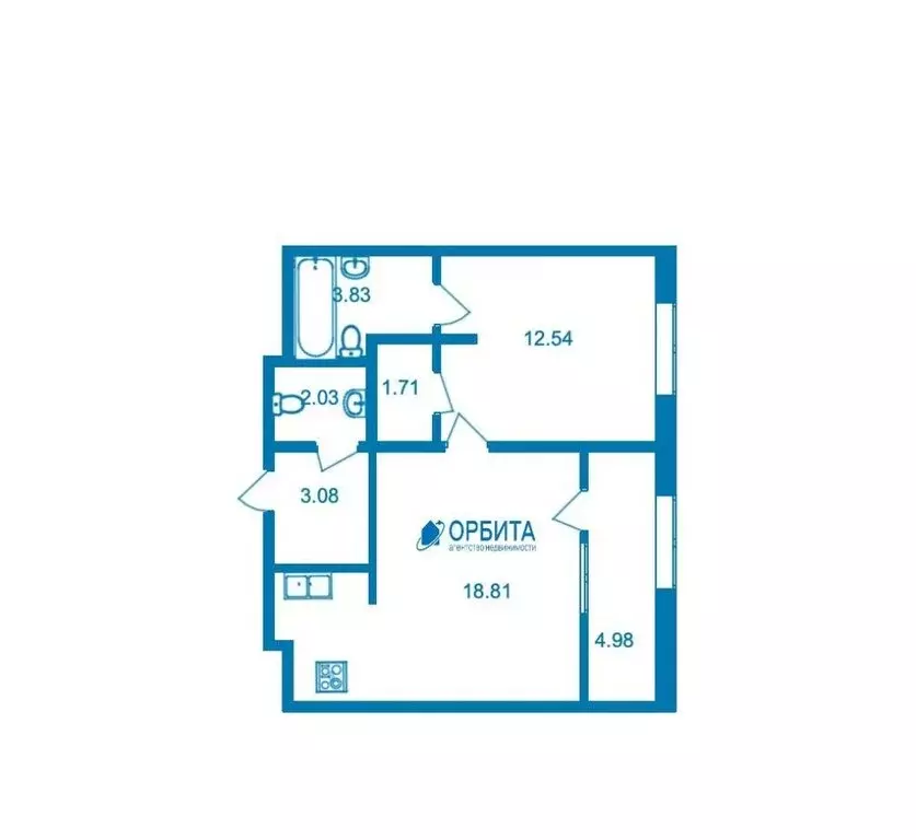 1-комнатная квартира: Тюмень, жилой комплекс В Гагаринском Парке (46.9 ... - Фото 1