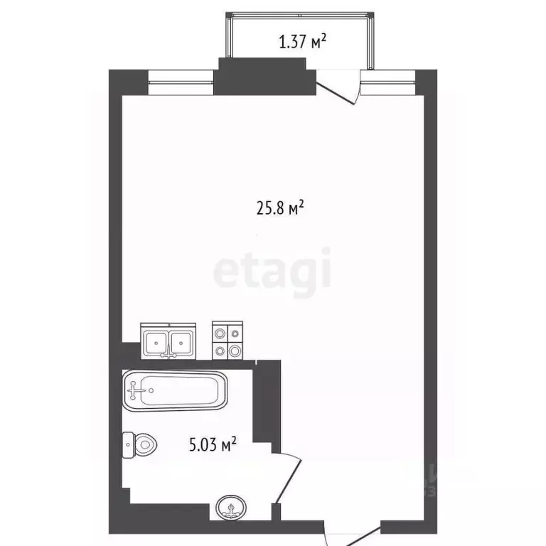 Студия Ростовская область, Ростов-на-Дону Стабильная ул., 3с2 (30.1 м) - Фото 2