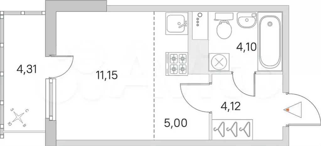 Квартира-студия, 25,7 м, 6/8 эт. - Фото 0