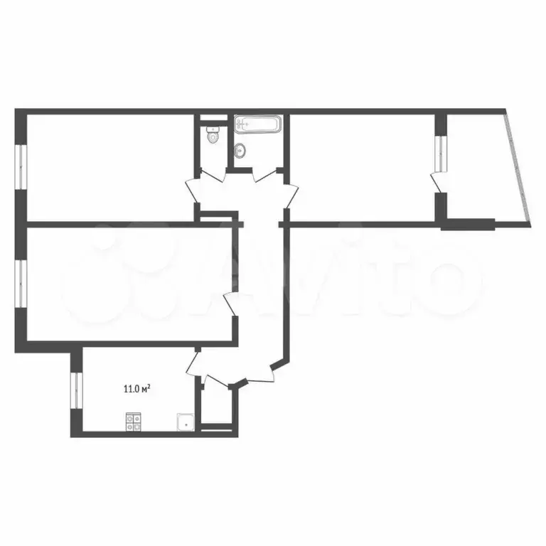 3-к. квартира, 65,7 м, 2/9 эт. - Фото 1