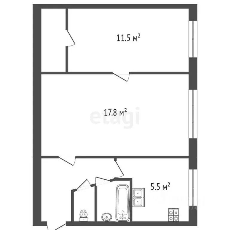 2-к кв. Санкт-Петербург Бассейная ул., 69 (44.8 м) - Фото 1