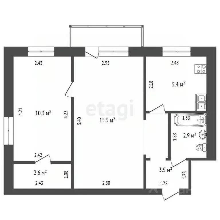2-к кв. Кемеровская область, Юрга Московская ул., 44 (42.1 м) - Фото 1
