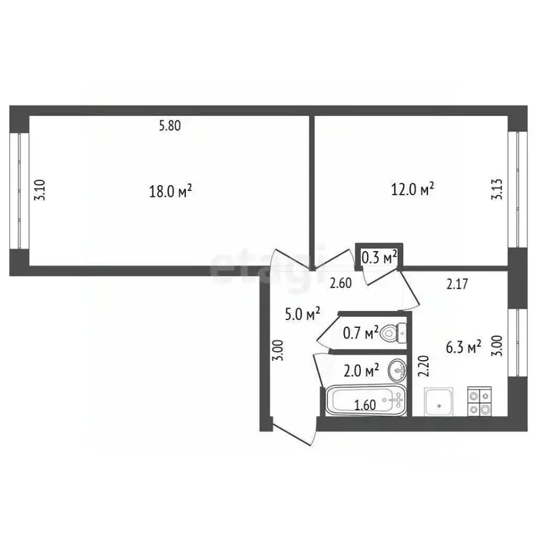 2-к кв. Калужская область, Сухиничи ул. Дзержинского, 10 (44.0 м) - Фото 2