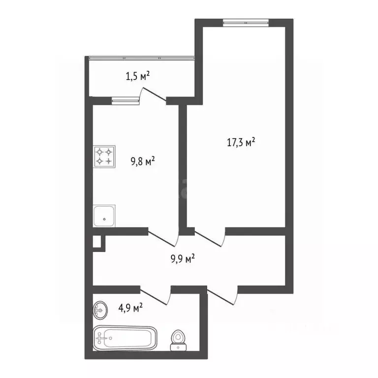 1-к кв. Башкортостан, Уфа ул. Гази Загитова, 7 (42.0 м) - Фото 1