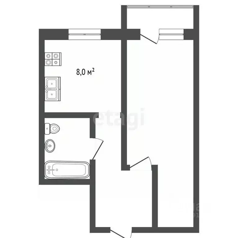 1-к кв. Калининградская область, Калининград Тихорецкая ул., 45 (24.0 ... - Фото 2