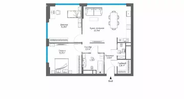 3-комнатная квартира: Москва, Шмитовский проезд, 39с5 (65.45 м) - Фото 1