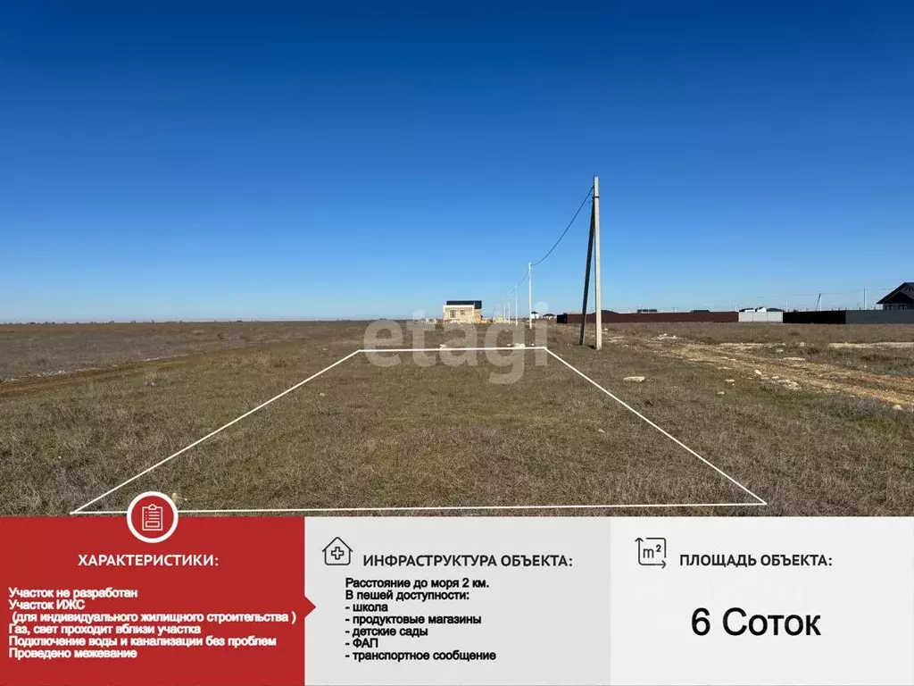 Участок в Крым, Сакский район, с. Уютное, Лазурный кп ул. Звездная, 1 ... - Фото 2