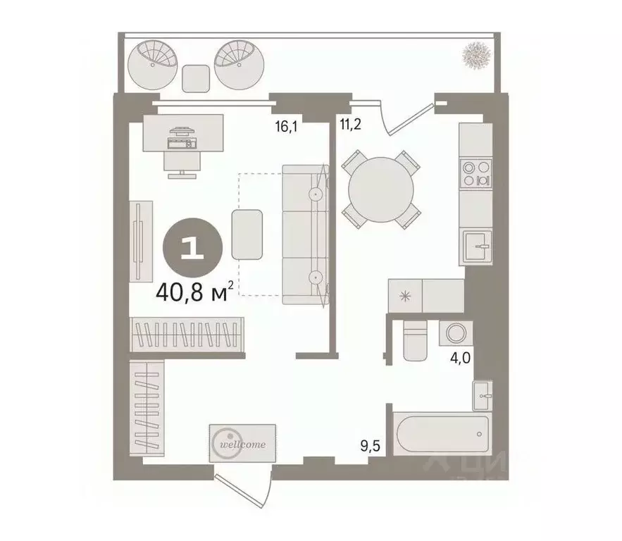 1-к кв. Ханты-Мансийский АО, Сургут ул. Ивана Захарова, 19 (40.8 м) - Фото 1