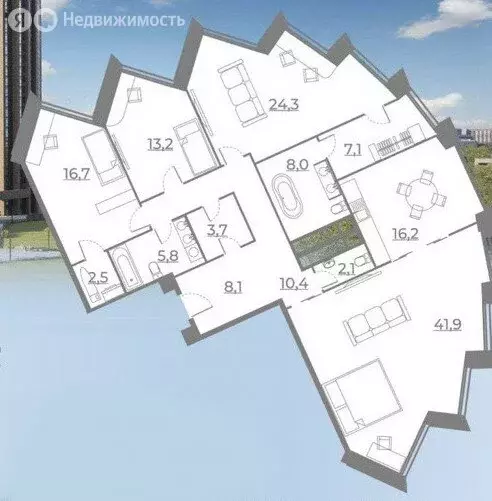 4-комнатная квартира: Москва, улица Сокольнический Вал, 3 (160.29 м) - Фото 0