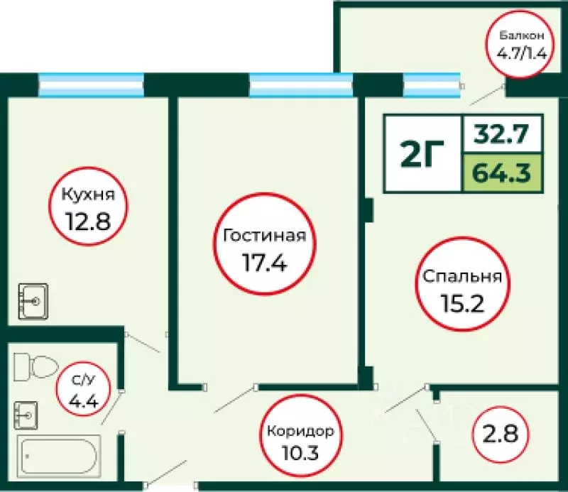 2-к кв. Красноярский край, Красноярск городской округ, пос. Солонцы ... - Фото 1