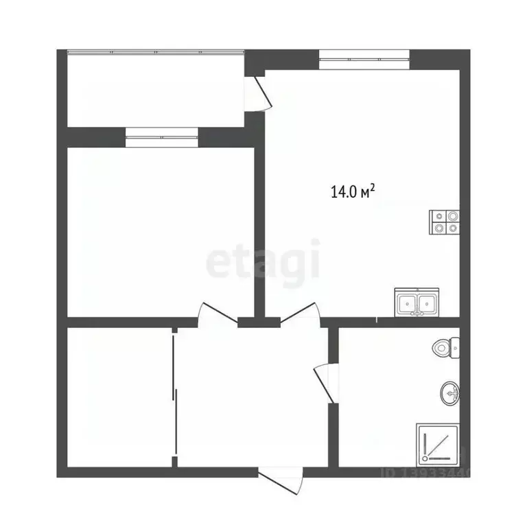 1-к кв. Тюменская область, Тюмень ул. Монтажников, 36 (42.8 м) - Фото 2