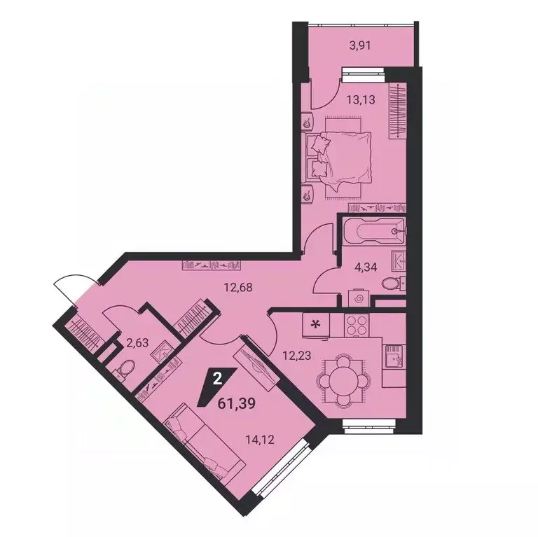 2-к кв. Свердловская область, Екатеринбург ул. Громова, 26 (61.39 м) - Фото 0