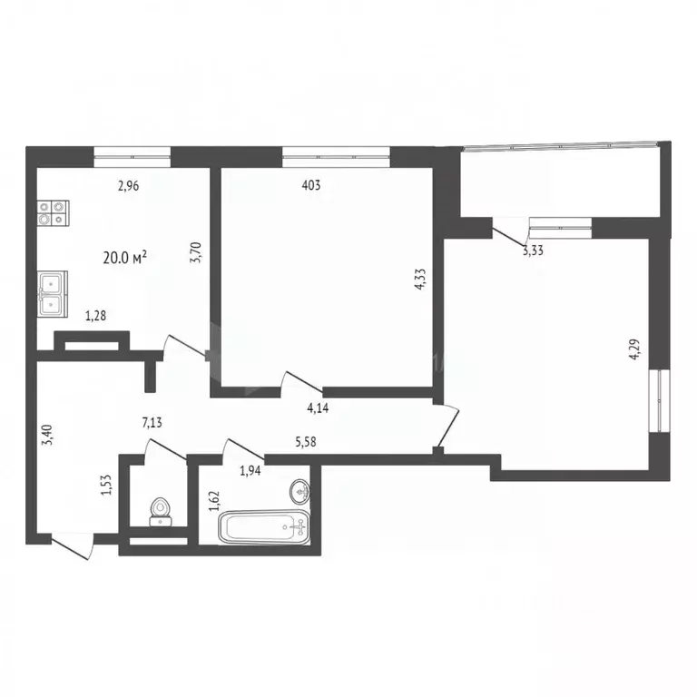 2-к кв. Тюменская область, Тюмень ул. Николая Федорова, 17к1 (59.3 м) - Фото 0