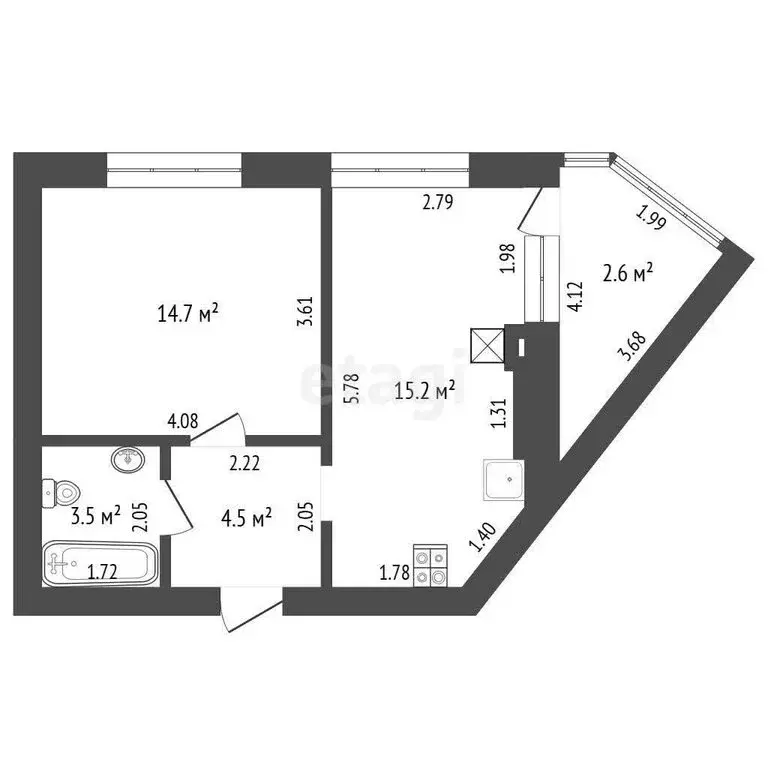 1-комнатная квартира: Зеленоградск, Пригородная улица, 21к1 (40.5 м) - Фото 1