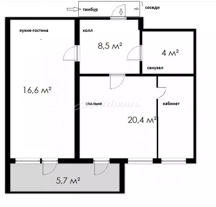 2-к кв. Крым, Симферополь ул. Ковыльная, 94 (49.5 м) - Фото 2
