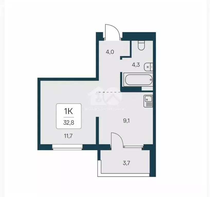 Квартира-студия: Новосибирск, Игарская улица, 5 (32 м) - Фото 1