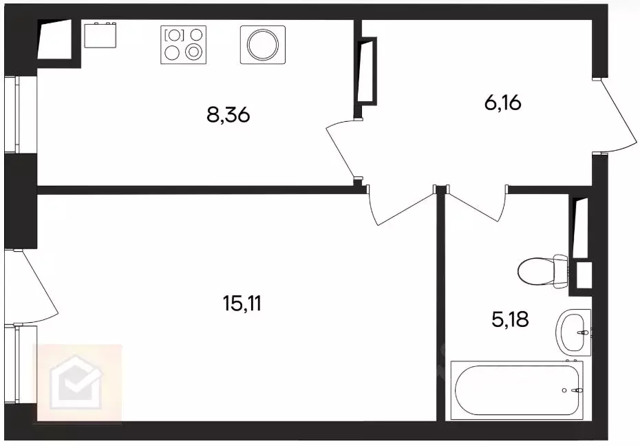 1-к кв. Крым, Евпатория городской округ, Заозерное пгт ул. ... - Фото 2