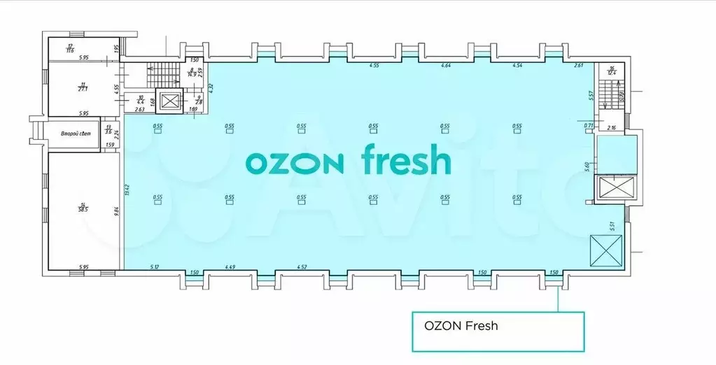 Помещение с арендатором Ozon Fresh, 895 м - Фото 0