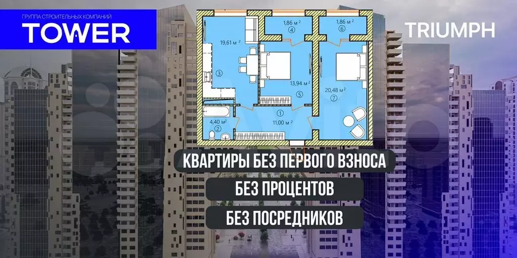 2-к. квартира, 73,2 м, 5/29 эт. - Фото 0