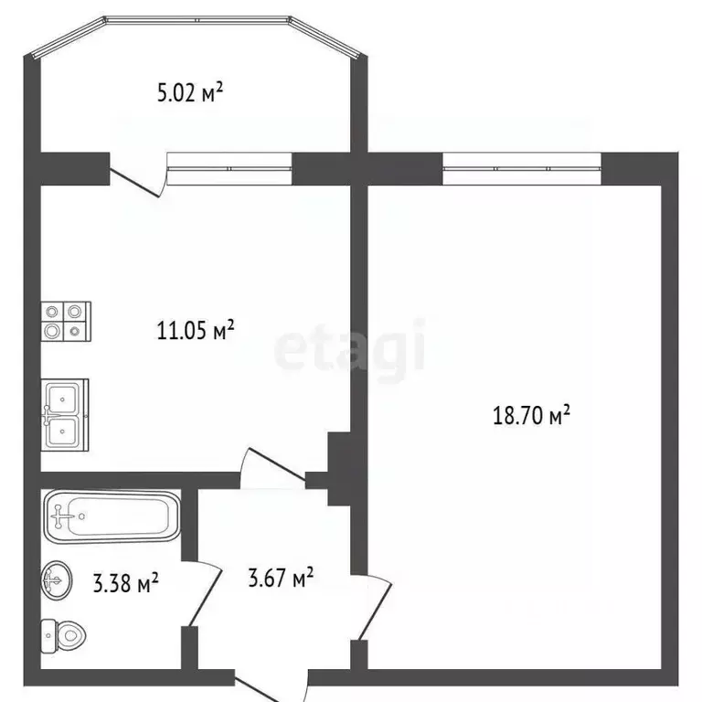 1-к кв. Саха (Якутия), Якутск ул. Лермонтова, 100/1 (36.5 м) - Фото 2