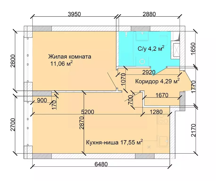 2-к кв. Кемеровская область, Кемерово ул. Дружбы, 9 (38.13 м) - Фото 1
