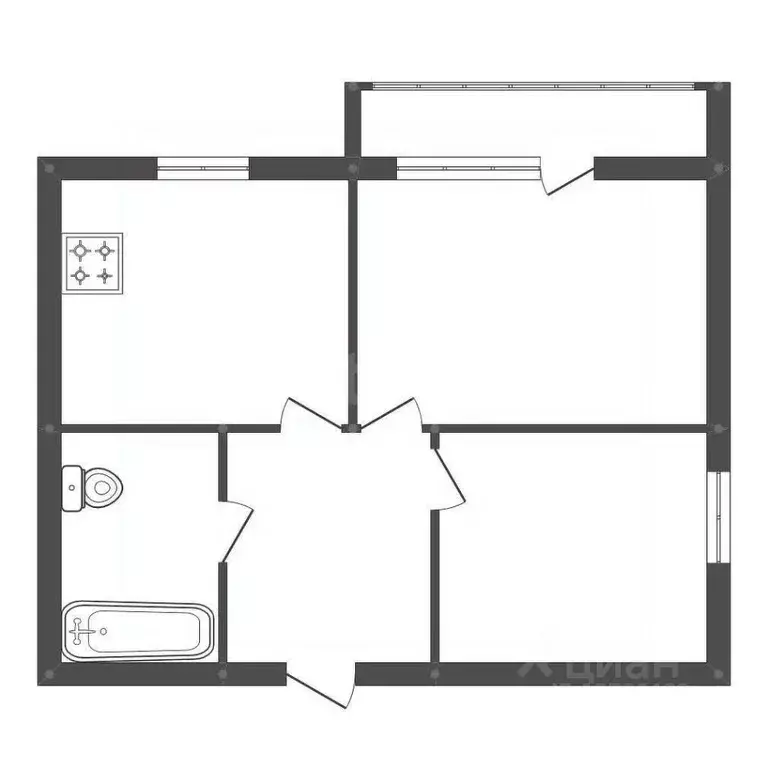 2-к кв. Амурская область, Белогорск ул. Куйбышева, 15 (38.0 м) - Фото 1