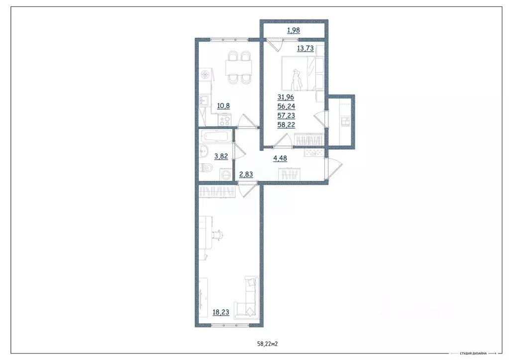 2-к кв. Тверская область, Тверь Новочеркасская ул., 48 (58.22 м) - Фото 1