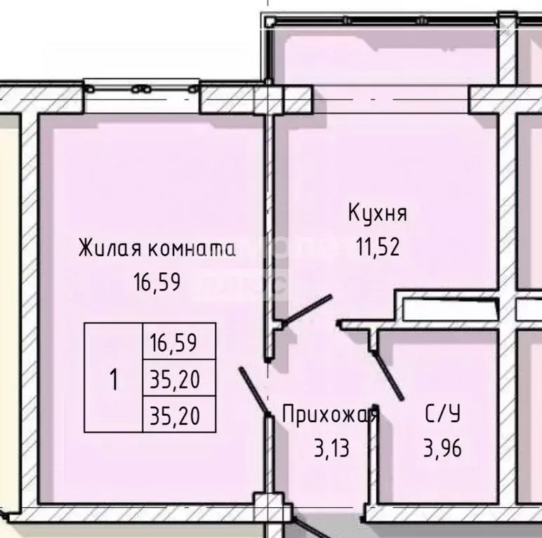 1-к кв. Кабардино-Балкария, Нальчик ул. А.А. Кадырова, 24 (32.67 м) - Фото 2