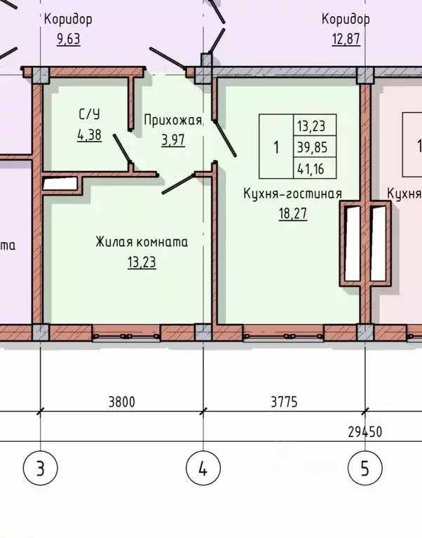 1-к кв. Кабардино-Балкария, Нальчик ул. Байсултанова, 35А (41.16 м) - Фото 2