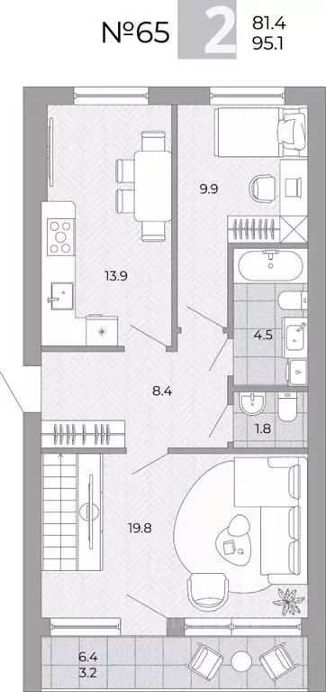 2-к кв. Калининградская область, Гурьевский муниципальный округ, пос. ... - Фото 0