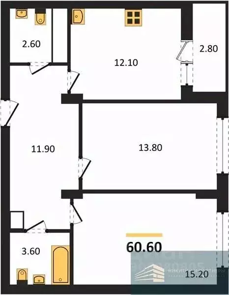 2-к кв. Воронежская область, Воронеж бул. Содружества, 1 (60.6 м) - Фото 0