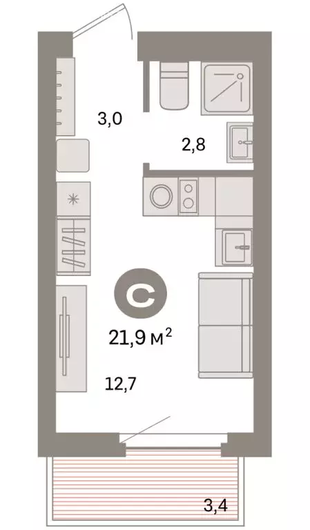 Квартира-студия: Екатеринбург, жилой район Сортировочный, микрорайон ... - Фото 2