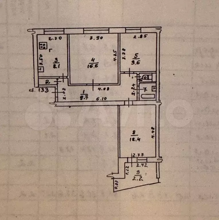 3-к. квартира, 62,8 м, 7/9 эт. - Фото 0