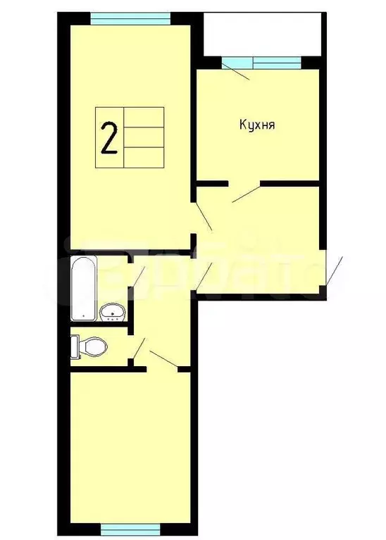 2-к. квартира, 52 м, 1/5 эт. - Фото 0